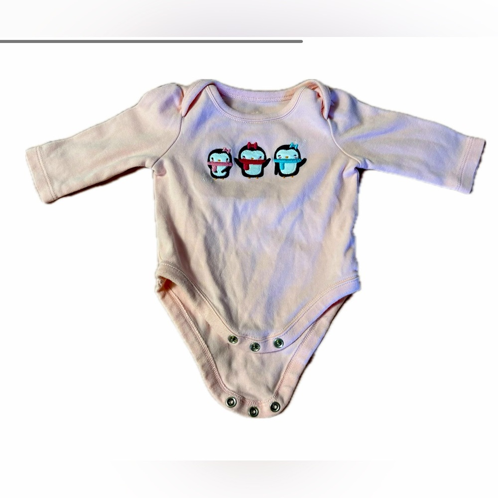 Gymboree Light Pink Penguin Onesie- 0-3 MO